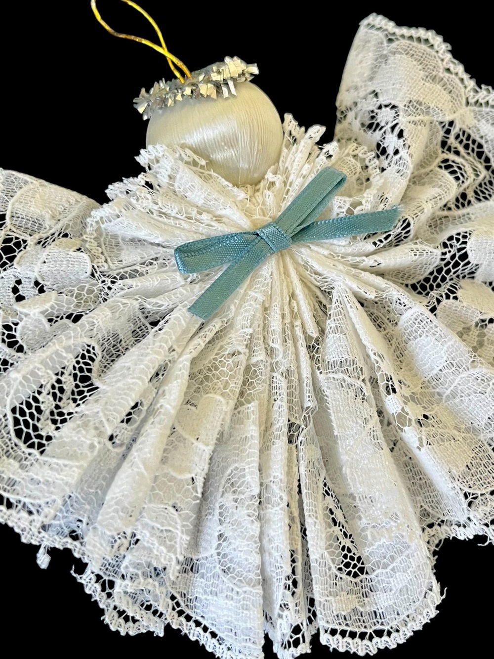 White Lace Angel Christmas Ornament Handmade